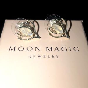 Moon magic sterling silver moonstone lotus studs